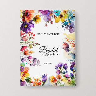 Farbenfrohe florale Brautparty Button