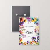 Farbenfrohe florale Brautparty Button (Vorderseite/Rückseite)