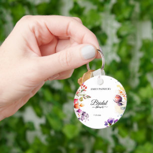 Farbenfrohe florale Brautparty Schlüsselanhänger