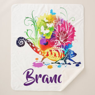 Farbenfrohe florale Eidechse personalisiert  Sherpadecke