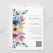 farbenfrohe florale elegante qr code Hochzeitswebs Einladung (Vorderseite)