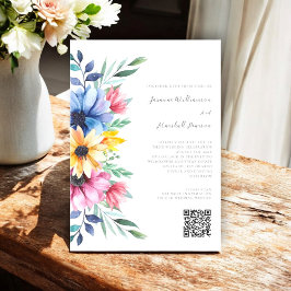 farbenfrohe florale elegante qr code Hochzeitswebs Einladung