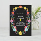 Farbenfrohe florale Fiesta Bridesmaids Luncheon Einladung (Stehend Vorderseite)