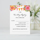 Farbenfrohe florale Fiesta Mexican Wedding RSVP Ca (Stehend Vorderseite)