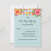 Farbenfrohe florale Fiesta Mexican Wedding RSVP Ca Karte (Vorderseite)