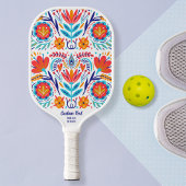 Farbenfrohe florale Folklore Muster Benutzerdefini Pickleball Schläger