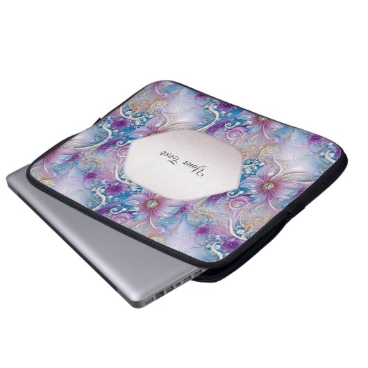 Farbenfrohe florale Frühlingsmuscheln Laptop-Sieb Laptopschutzhülle (Vorne Knopf)