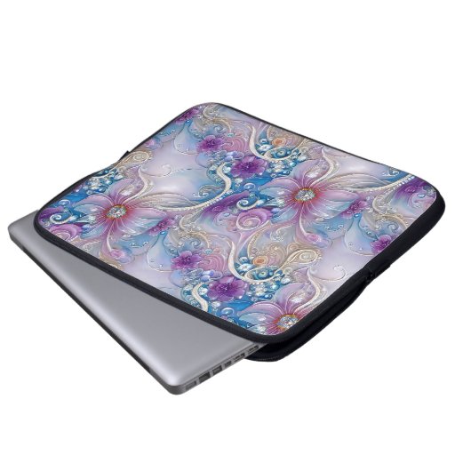 Farbenfrohe florale Frühlingsmuscheln Laptop-Sieb Laptopschutzhülle (Vorne Knopf)