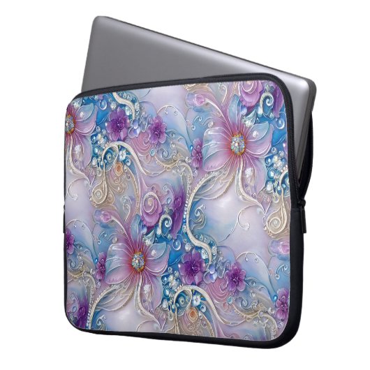 Farbenfrohe florale Frühlingsmuscheln Laptop-Sieb Laptopschutzhülle (Vorderseite Links)