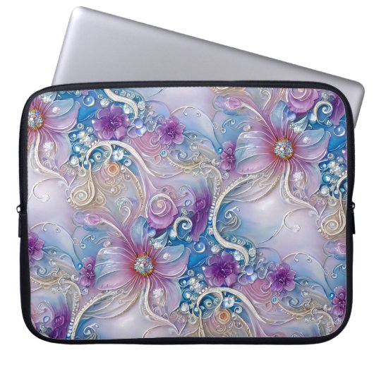 Farbenfrohe florale Frühlingsmuscheln Laptop-Sieb Laptopschutzhülle (Vorderseite)