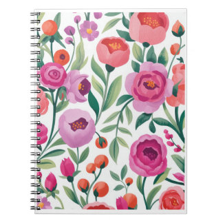 farbenfrohe florale Gartenillustration nahtloses M Notizblock