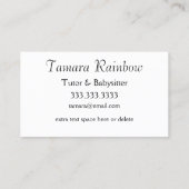 Farbenfrohe, florale Geschäfte Telefonnummerkarte (Rückseite)