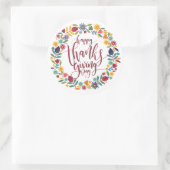 Farbenfrohe florale Glückwünsche Thanksgiving | SI Runder Aufkleber (Tasche)