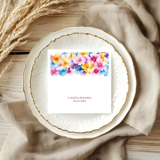 Farbenfrohe florale Hochzeit Serviette