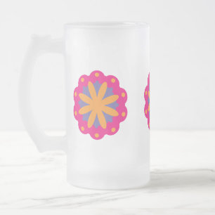 farbenfrohe florale Kreisformen Mattglas Bierglas