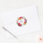 Farbenfrohe florale Mendhi bevorzugen Aufkleber. Runder Aufkleber (Umschlag)