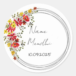 Farbenfrohe florale Mendhi-Gunstaufkleber Runder Aufkleber