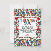 Farbenfrohe florale mexikanische Folklore Stickere Dankeskarte (Vorderseite)