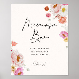 Farbenfrohe Florale Mimosa-Bar-Brautparty Poster