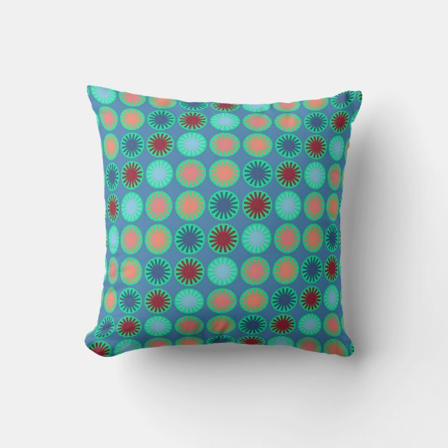 Farbenfrohe florale Moderne Geometrie Muster Kissen (Vorderseite)