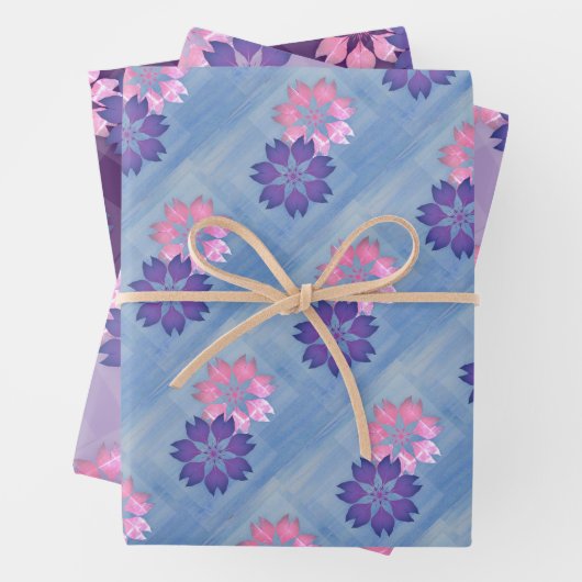 Farbenfrohe florale Moderne Grafik Geschenkpapier Set (Beispiel)
