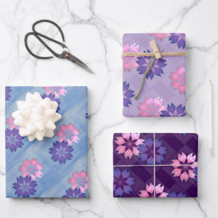 Farbenfrohe florale Moderne Grafik Geschenkpapier Set