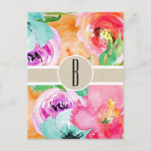 Farbenfrohe Florale Moderne Rustikale Botanische K Postkarte