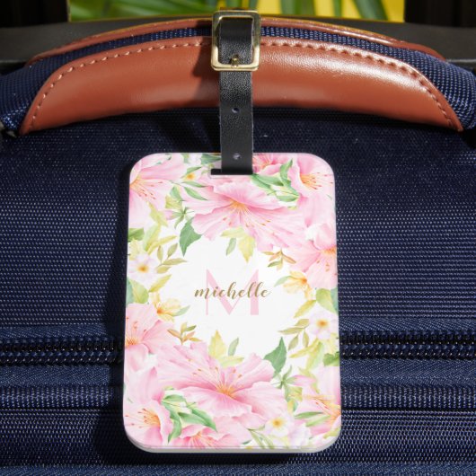 Farbenfrohe florale Monogramm Wasserfarben Botanis Gepäckanhänger (Vorderseite Insitu 2)