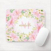 Farbenfrohe florale Monogramm Wasserfarben Botanis Mousepad (Mit Mouse)