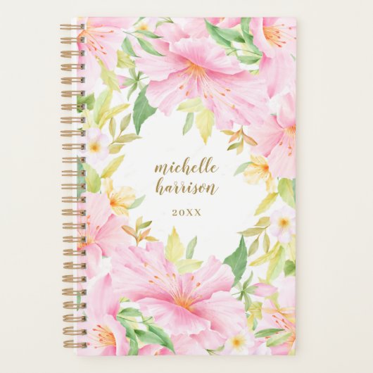 Farbenfrohe florale Monogramm Wasserfarben Botanis Planer (Vorderseite)