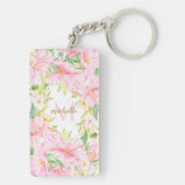 Farbenfrohe florale Monogramm Wasserfarben Botanis Schlüsselanhänger (Rückseite)