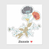 Farbenfrohe florale Motive Aufkleber (Blatt)