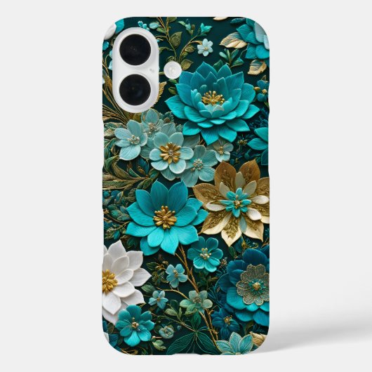Farbenfrohe florale Needlepoint Art iPhone Case (Rückseite)