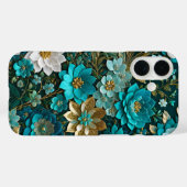 Farbenfrohe florale Needlepoint Art iPhone Case (Rückseite (Horizontal))