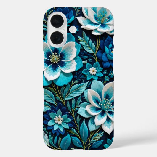Farbenfrohe florale Needlepoint Art iPhone Case (Rückseite)