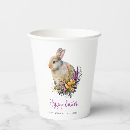 Farbenfrohe Florale Ostern Pappbecher (Vorderseite)