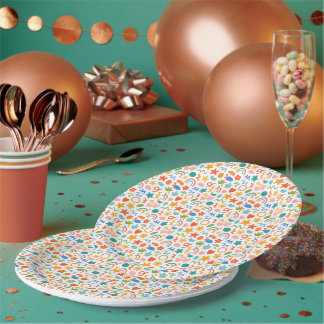 Farbenfrohe florale Papierparty-Teller Pappteller