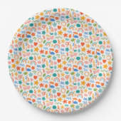 Farbenfrohe florale Papierparty-Teller Pappteller (Vorderseite)