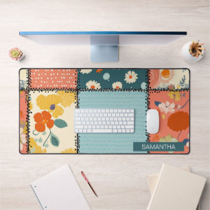 Farbenfrohe Florale Patchworkdecke mit Spielzeugdr Schreibtischunterlage