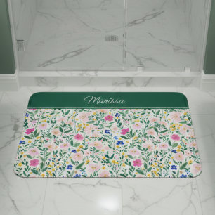Farbenfrohe Florale Personalisierte Badematte