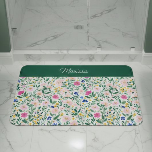Farbenfrohe Florale Personalisierte Badematte