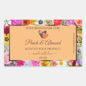 Farbenfrohe florale Pfirsichmarken erhitzen Juwele Rechteckiger Aufkleber (Vorderseite)