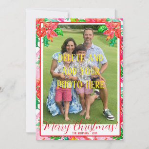 Farbenfrohe florale Poinsettia Weihnachtskarte Feiertagskarte