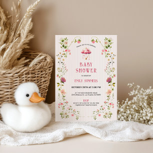 Farbenfrohe florale Rahmen-Baby-Shower-Einladung Save The Date