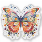 Farbenfrohe florale Retrobutterie Aufkleber (Vorderseite)