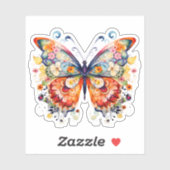 Farbenfrohe florale Retrobutterie Aufkleber (Blatt)