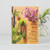 Farbenfrohe florale Rustikale Adobe Wall mexikanis Einladung (Stehend Vorderseite)