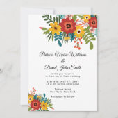 Farbenfrohe, florale Rustikale Hochzeit Einladung (Vorderseite)