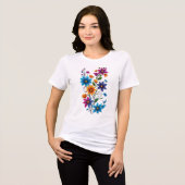 Farbenfrohe florale Sticker-Grafik Tri-Blend Shirt (Vorderseite voll)