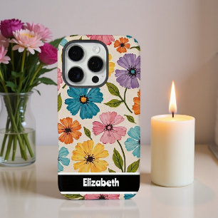 Farbenfrohe florale Telefonabdeckung individuell e iPhone 16 Pro Hülle